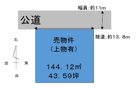 宮崎市中心部　土地面積:144.12平米 ( 43.59坪 )　